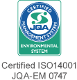 Certified ISO14001 JQA-EM 0747